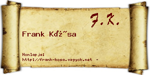 Frank Kósa névjegykártya